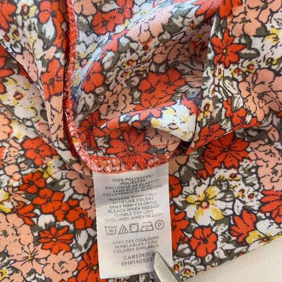 Loft - Wide Strap Tank Top, Yellow/ Red/ Burnt Orange, Floral, Size M - Picture 7 of 8